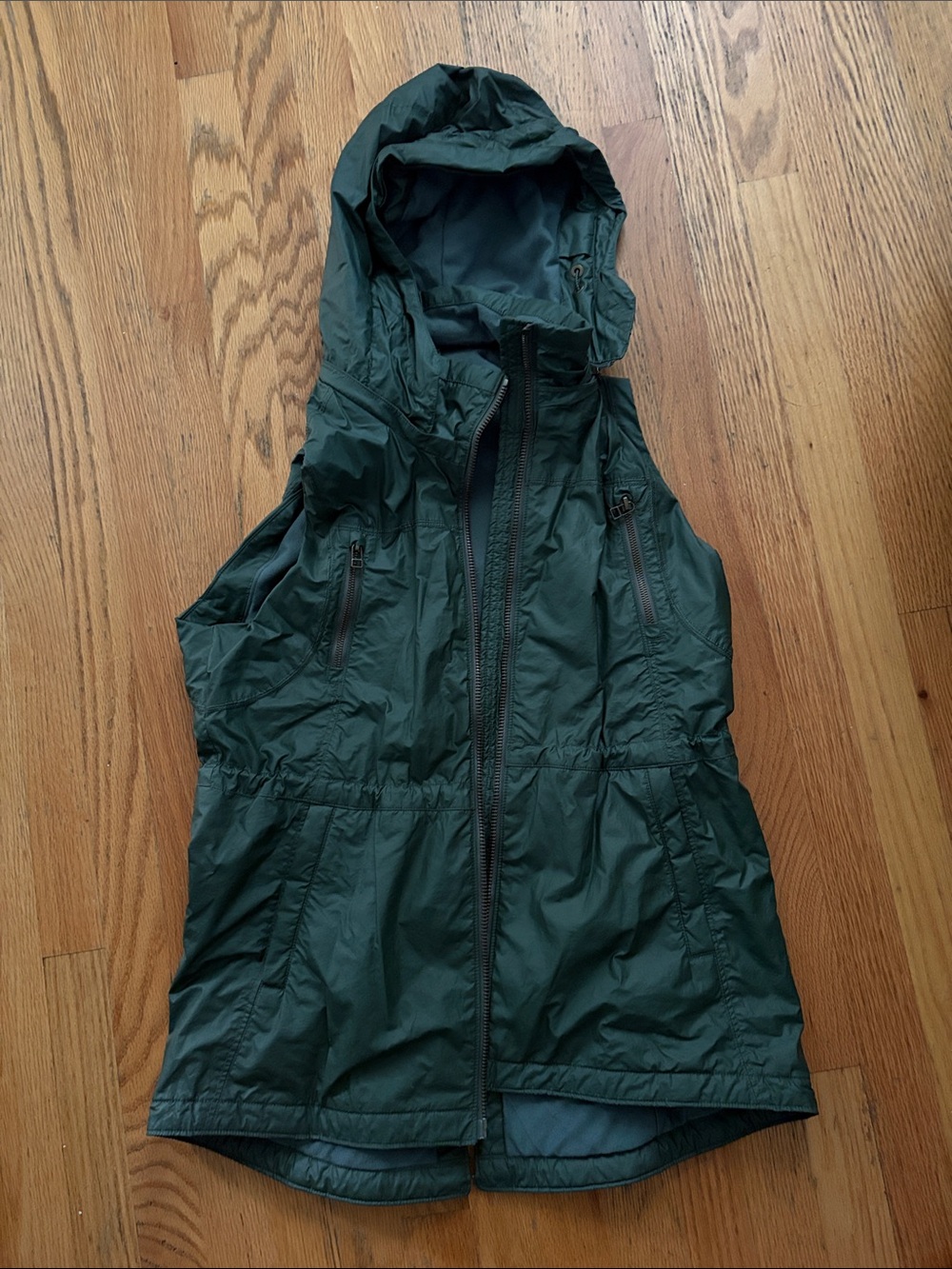 Athleta Hooded Sleeveless Utility Vest - Forest Green